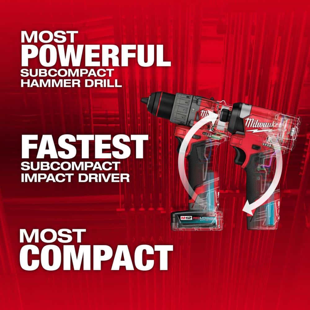 Unleash Your Power: M12 FUEL 12V Lithium-Ion Brushless Cordless Hammer Drill & Impact Driver Combo Kit with 45-Piece Bit Set